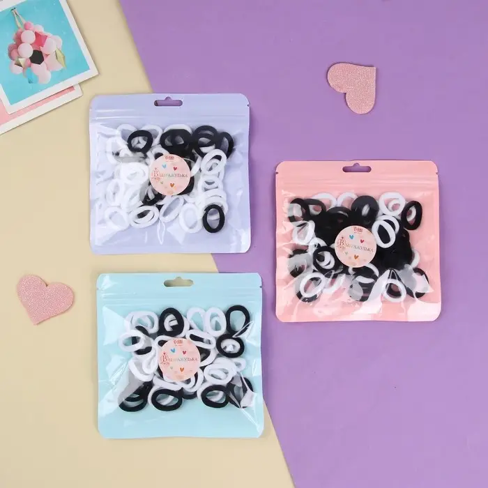 Резинка для волос  Резинка для волос "Классика махрушка" (набор 50 шт) 2 см, чёрно-белый