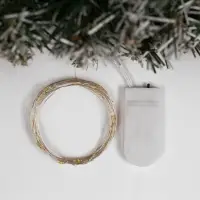 Гирлянда &laquo;Нить&raquo; 2 м роса, IP20, серебристая нить, 20 LED, батарейки CR2032&times;2 (в комплекте), свечение тёплое белое