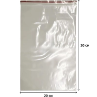 Пакет с замком Zip Lock 20 х 30 см, 60 мкм, с полосой для надп, 100 шт/уп