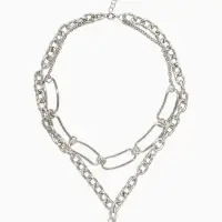 Цепь "Сердце" железо (набор 2шт) , 32/40см, цвет серебро