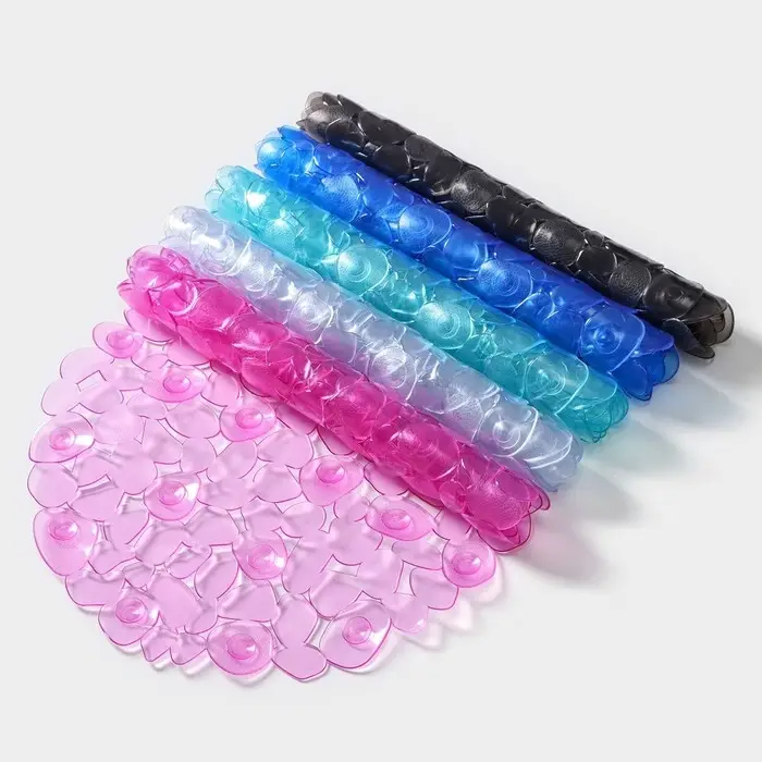 Коврик противоскользящий в ванну на присосках Доляна «Крупная галька», 35×65 см, цвет МИКС Коврик противоскользящий в ванну на присосках Доляна «Крупная галька», 35×65 см, цвет МИКС