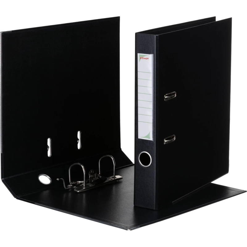 Папка-регистратор Комус Стандарт 50мм черная, ПБП2, карм.кор., мет.уг