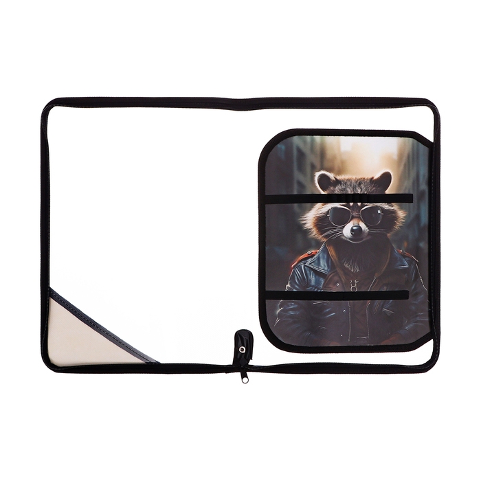 Папка для труда А4, 325 х 230 х 25 мм, молния вокруг, откидная планка, пластиковая, ПТР-1, Calligrata  Папка для труда А4, 325 х 230 х 25 мм, молния вокруг, откидная планка, пластиковая, ПТР-1, Calligrata "Енот"