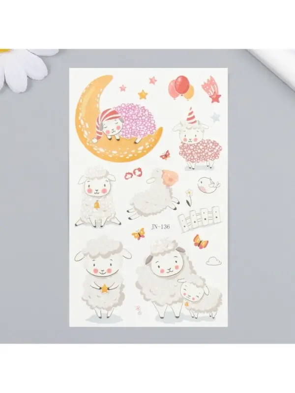 Переводные тату на тело светящиеся «Сонный барашек», 12×7.5 см