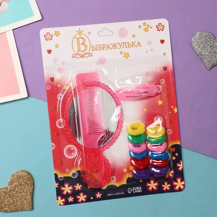 Набор для волос Набор для волос "Маленький ангел" (2 невидимки, 12 резинок, 1 зеркало, 1 расчёска)