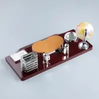 Набор настольный, органайзер 7 в 1, часы, лок для бумаги, визитница, глобус, подставка для печати, карандашница, 40&times;20&times;17, МИКС