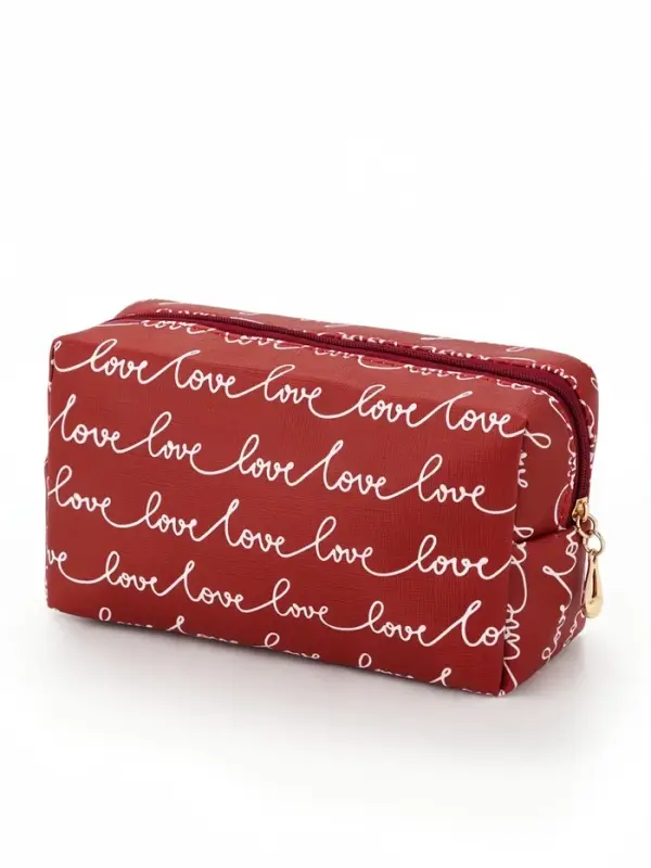 Косметичка на молнии LOVE, женская, универсальная 17.5&times;6.5&times;10 см, бордовая
