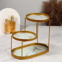 Органайзер для хранения, 3 секции, 30&times;17&times;26.5 см, цвет золотистый, белый