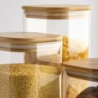 VETTA ЭКО Вуд Банка для хранения 750мл, 10,5х10х10см, стекло, бамбук