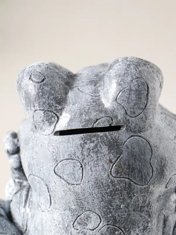 Копилка полистоун "Лягушонок" высота 16 см, серый камень