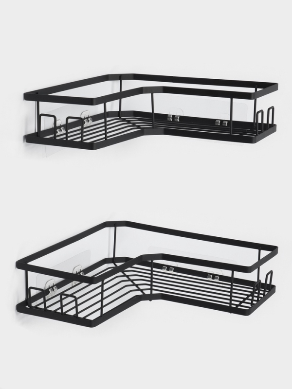 Набор угловых полок для ванной, 2 шт, цвет черный Набор угловых полок для ванной, 2 шт, цвет черный