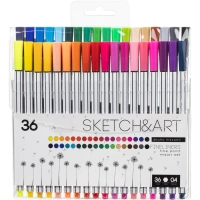 Набор линеров для скетчинга SKETCH&ART  В ПВХ кармане 0.4 мм 36 цв 36-0014
