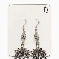 Серьги метал "Аутентичность" цветы, цвет чернёное серебро Серьги метал "Аутентичность" цветы, цвет чернёное серебро