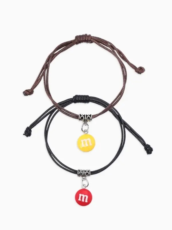 Браслеты парные &laquo;Неразлучники. Две буквы&raquo;, d=5.5 см, набор 2 шт. разноцветные