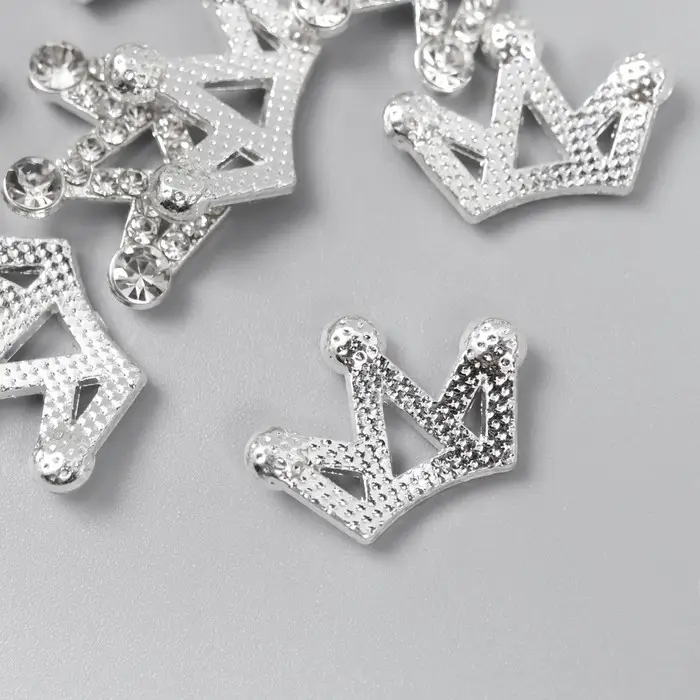 Декор для творчества металл "Корона" серебро, стразы 1,4х2 см