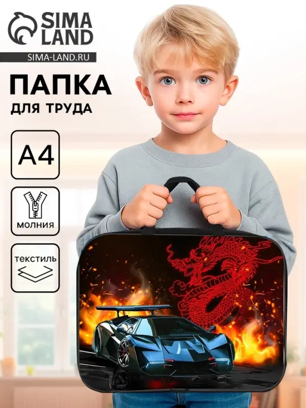 Папка для труда, А4, текстильная, 35&times;27&times;7 см &laquo;Тачка корея&raquo;