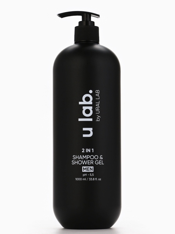 Гель для душа и шампунь мужской 2 в 1, 1000 мл, ULAB Гель для душа и шампунь мужской 2 в 1, 1000 мл, ULAB