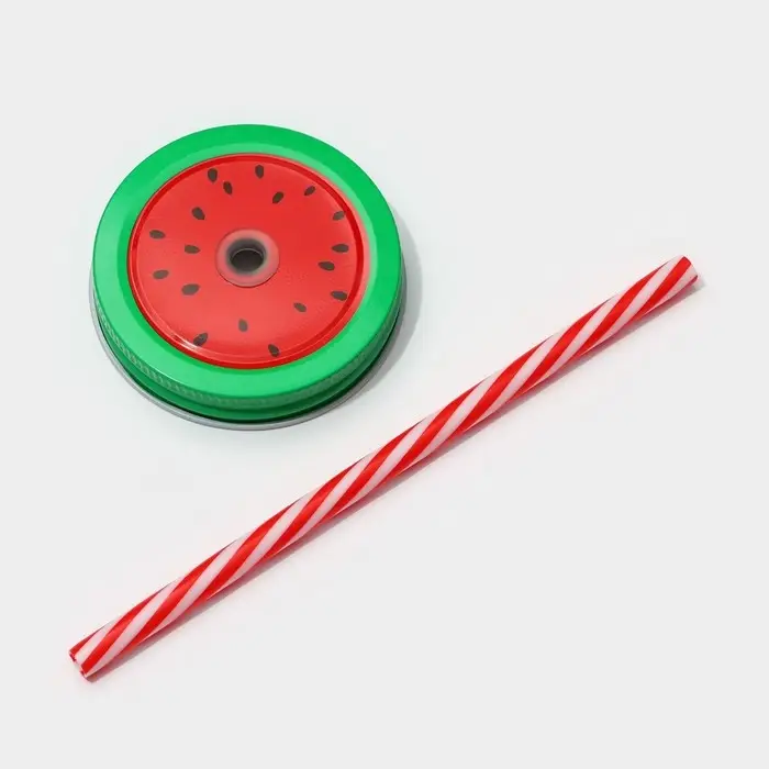 Кружка стеклянная с крышкой и трубочкой Доляна «Фреш», 450 мл, 11×7×13 см, рисунок МИКС Кружка стеклянная с крышкой и трубочкой Доляна «Фреш», 450 мл, 11×7×13 см, рисунок МИКС