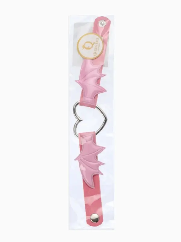 Браслет кожаный &laquo;Летучая мышь&raquo;, розовый в серебре