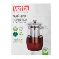 VETTA Чайник заварочный 700мл с ситечком, нерж.сталь, стекло, полистирол