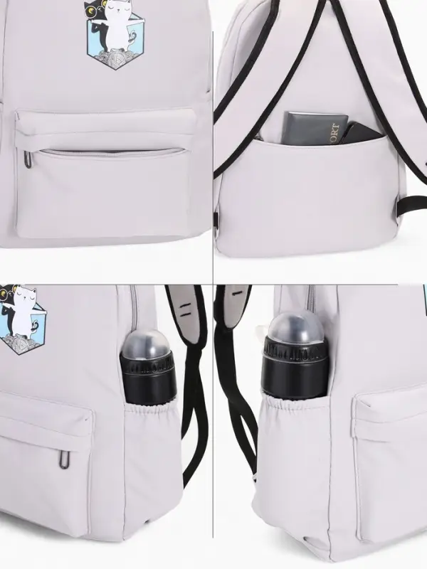 Рюкзак школьный на молнии, с карманами, с принтом, размер 30&times;12&times;43 см, серый