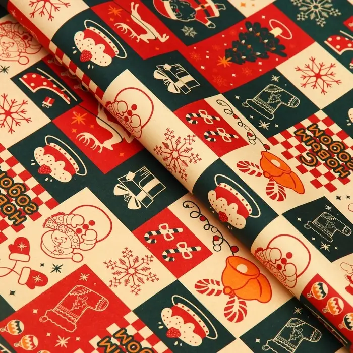 Бумага упаковочная новогодняя крафт белый Бумага упаковочная новогодняя крафт белый "Календарь", 50 х 70 см.