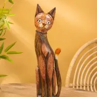 Сувенир «Кошка», 60×14×6 см, дерево, коричневый, МИКС