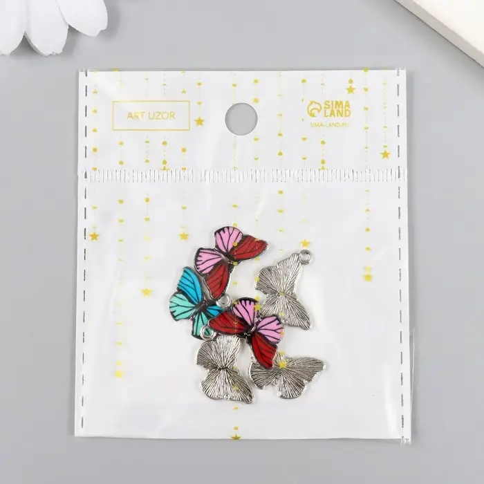 Декор для творчества металл Декор для творчества металл "Яркая бабочка" эмаль МИКС 1,4х1,9 см