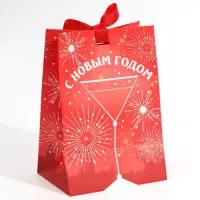 Пакет подарочный новогодний с лентой «Бокал», 13 х 19 х 9 см Пакет подарочный новогодний с лентой «Бокал», 13 х 19 х 9 см