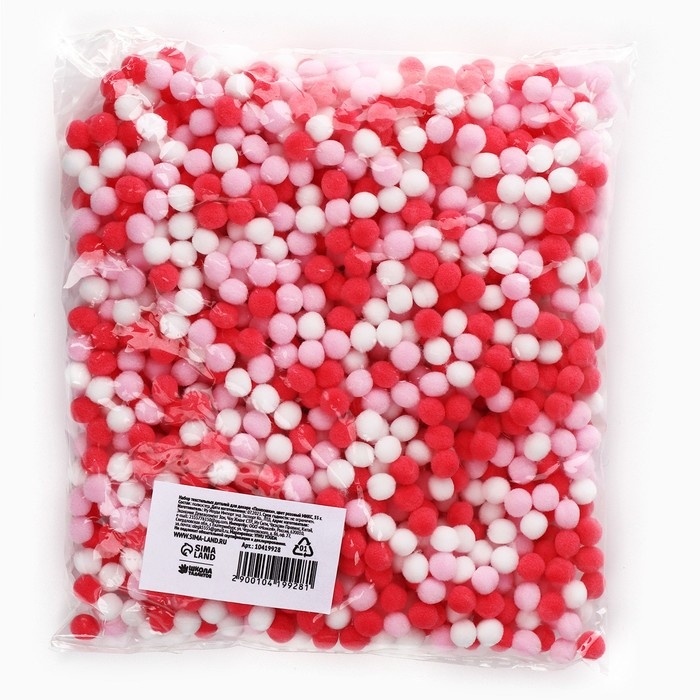 Набор текстильных деталей для декора. Помпоны для творчества &laquo;Розовые Микс&raquo;, 55 гр