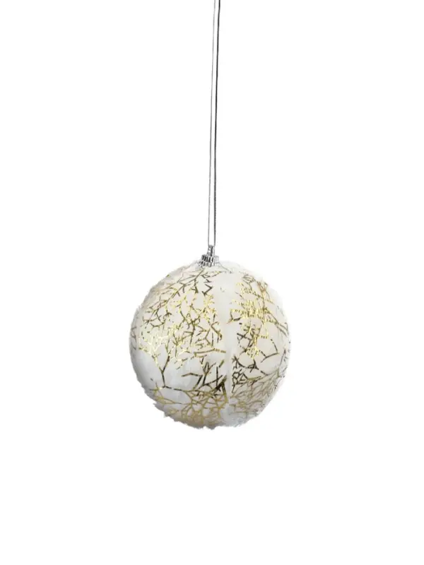 Ёлочный шар новогодний d=8 см «Карнавал» нежность, бело-золотой Ёлочный шар новогодний d=8 см «Карнавал» нежность, бело-золотой