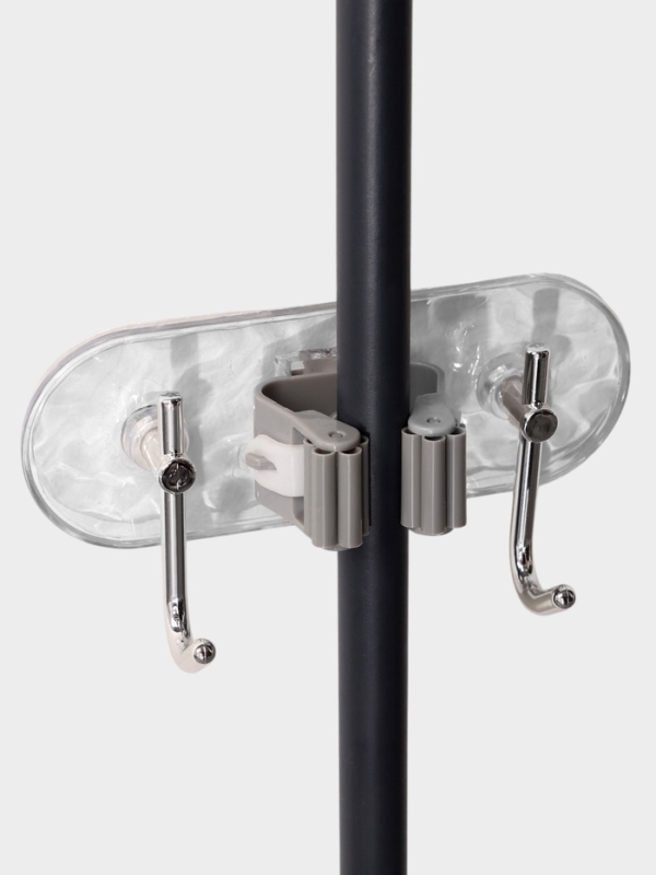 Держатель для швабр настенный самоклеящийся, прозрачная основа, 16х6х6 см Держатель для швабр настенный самоклеящийся, прозрачная основа, 16х6х6 см