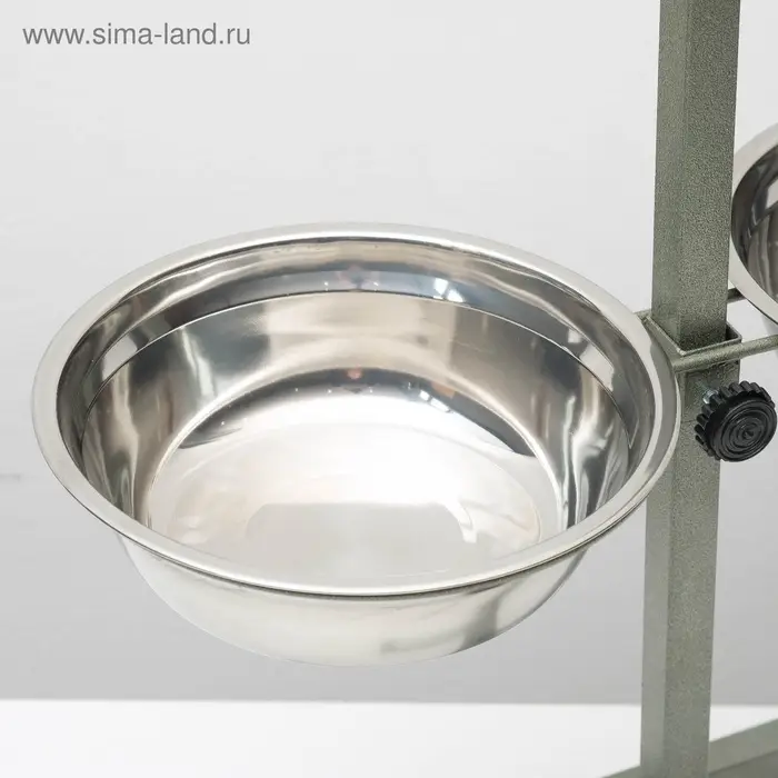 Подставка с мисками, 2&times;1.5 л, высота 50 см, разборная, зелёная