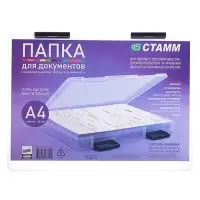 Папка для документов А4, с черными защелками, 230&times;305&times;40 мм, прозрачный корпус