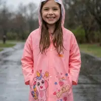 Дождевик детский, розовый единорог, рост 120-130 накл ОТ