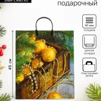 Пакет подарочный &laquo;Новогодние сокровища&raquo;, полиэтиленовый с пластиковой ручкой, 38&times;45 см, 90 мкм