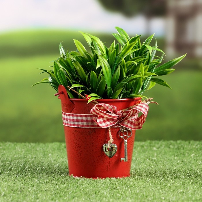 Кашпо  Кашпо "Ведерко Рустад" красное, 10х10х9см