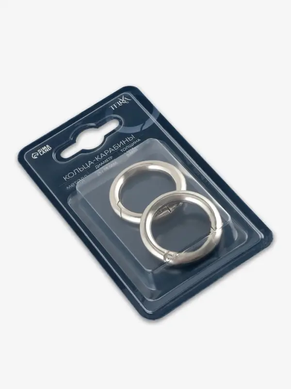 Кольца-карабины 12,9гр d25/35мм 5мм (наб 2шт цена за наб) серебряный TR