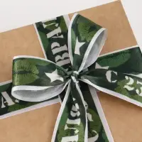 Лента атласная &laquo;С 23 Февраля!&raquo;, 2.5 см &times; 22.5 (&plusmn; 1) м, зелёная