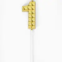 Свеча для торта &laquo;Элемент&raquo;, цифра "1" золотая