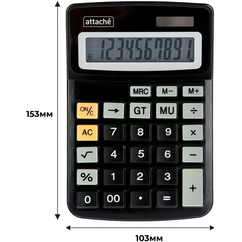 Калькулятор настольный КОМПАКТНЫЙ Attache ATC-777-10C 10-ти разрядныйчерн