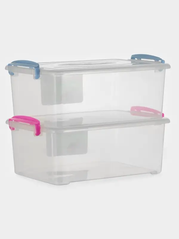 Контейнер пищевой, 17 л, 46&times;31&times;17 см, прямоугольный, прозрачный, ручки МИКС