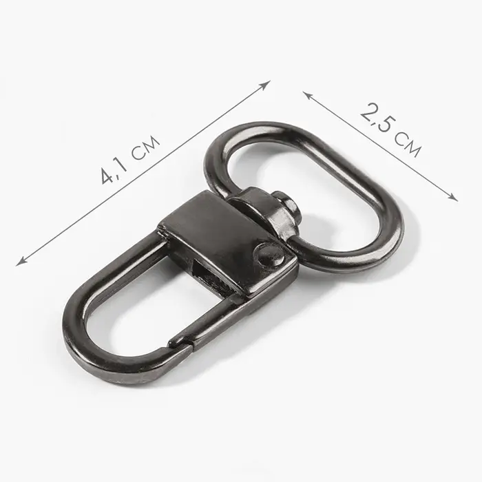 Карабин металлический, 41&times;25 мм / 20&times;2.5 мм, 5 шт., цвет чёрный никель