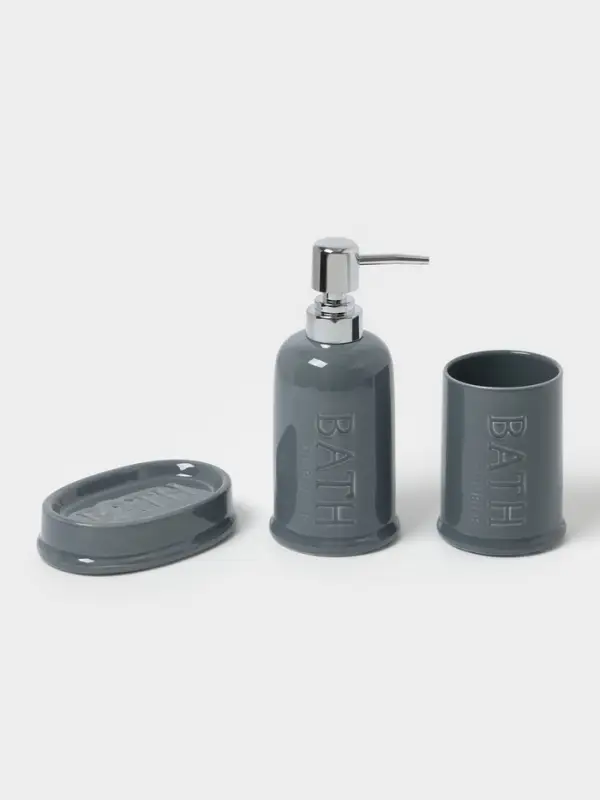 Аксессуары для ванной SAVANNA &laquo;Бэкки&raquo;, 3 предмета, мыльница, дозатор для мыла 400 мл, стакан, серо-голубые