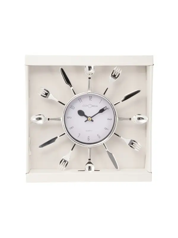 Часы настенные интерьерные &laquo;Вилки, ложки, поварешки&raquo;, серия: Кухня, бесшумные, плавный ход, 25&times;25 см, циферблат d=11 см, от батарейки 1&times;АА