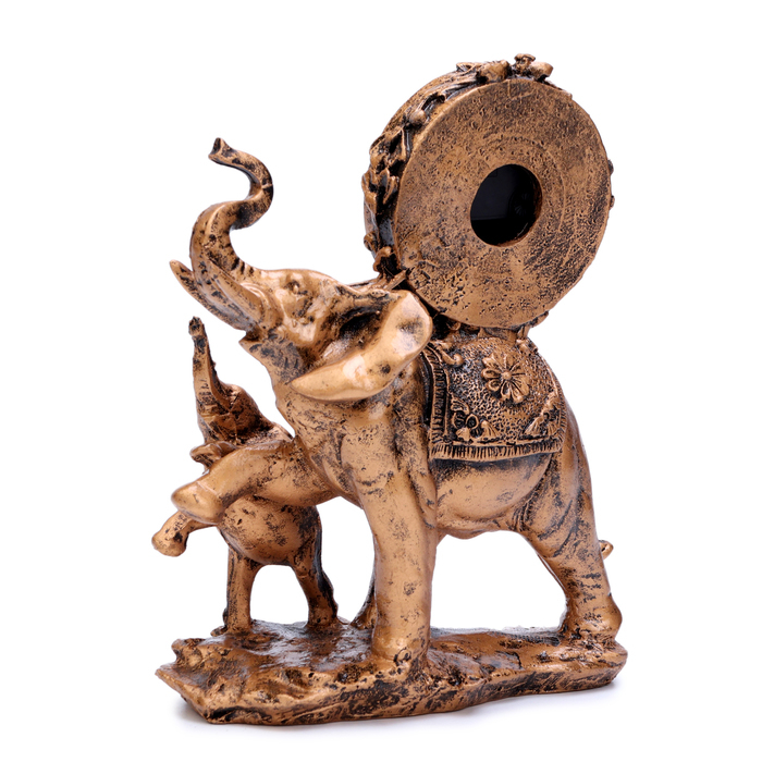 Часы настольные интерьерные Часы настольные интерьерные "Каминные. Слониха и слонёнок", 17 х 21 см, циферблат d-5.5 см