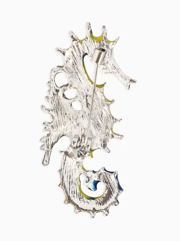 Брошь &laquo;Конёк&raquo;, морской, цветная в серебре