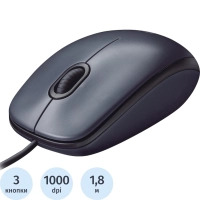 Мышь компьютерная Logitech M90 [910-001795] проводная, черный