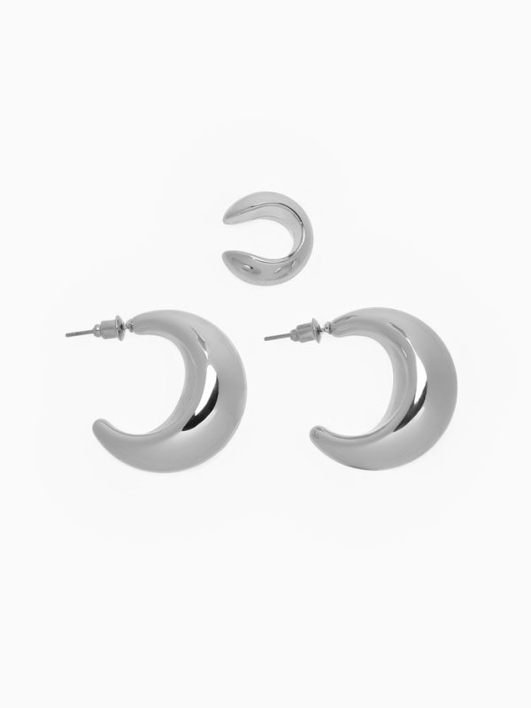 Набор серьги и каффы 3 шт «Капли» объёмные, цвет золото