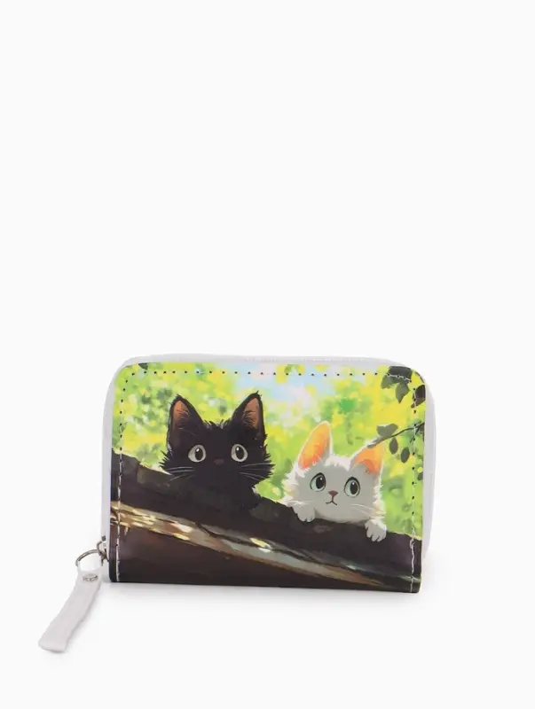 Кошелек дет 07-01-01 Июнь2533 кот, 12*1,5*9 см, 2 отд+отд/молн, д/карт, зеленый